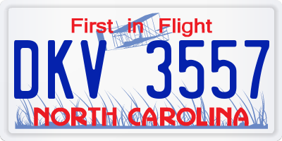 NC license plate DKV3557
