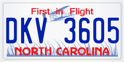 NC license plate DKV3605