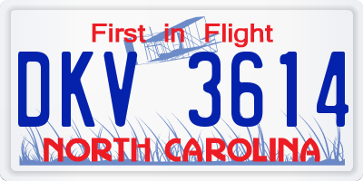 NC license plate DKV3614
