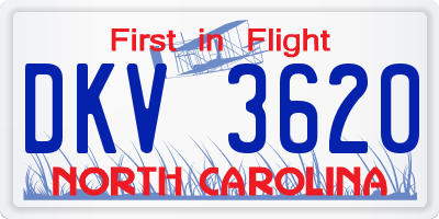 NC license plate DKV3620