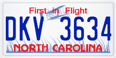 NC license plate DKV3634