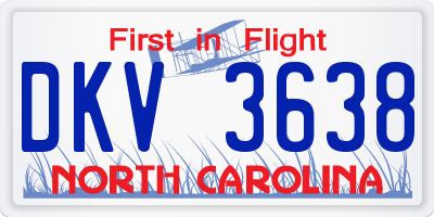 NC license plate DKV3638