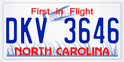 NC license plate DKV3646