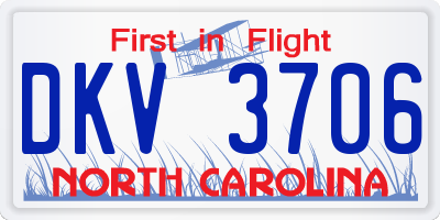 NC license plate DKV3706