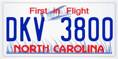 NC license plate DKV3800