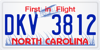 NC license plate DKV3812