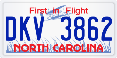 NC license plate DKV3862