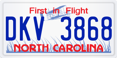 NC license plate DKV3868
