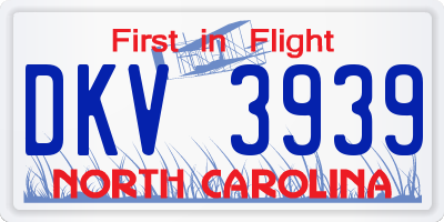 NC license plate DKV3939