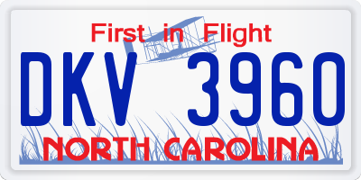 NC license plate DKV3960