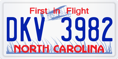 NC license plate DKV3982