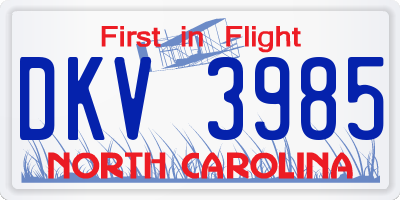 NC license plate DKV3985