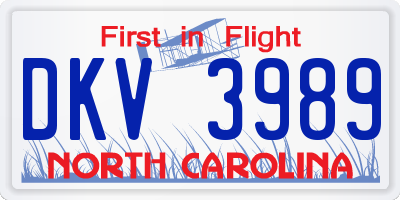 NC license plate DKV3989
