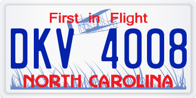 NC license plate DKV4008