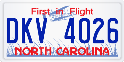 NC license plate DKV4026