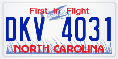NC license plate DKV4031