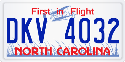 NC license plate DKV4032