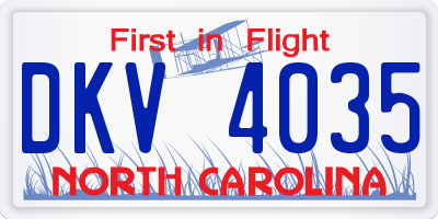NC license plate DKV4035