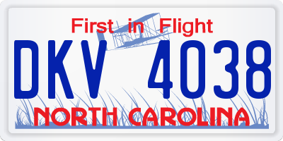 NC license plate DKV4038