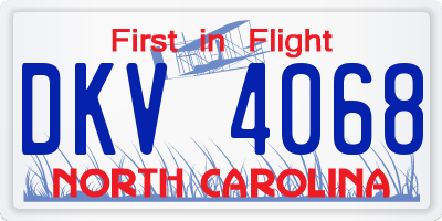 NC license plate DKV4068