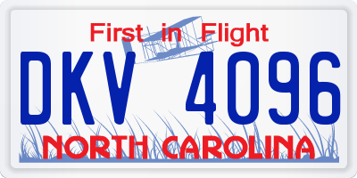 NC license plate DKV4096