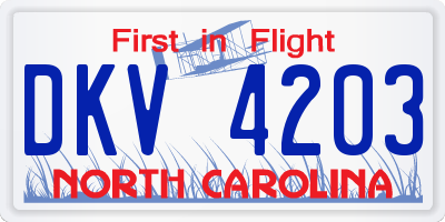 NC license plate DKV4203