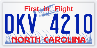 NC license plate DKV4210