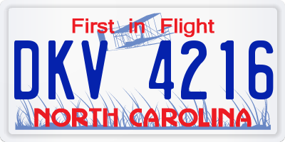 NC license plate DKV4216