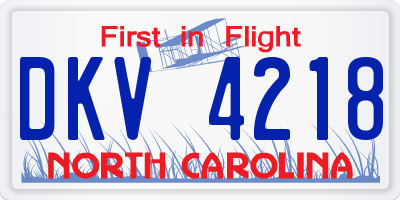 NC license plate DKV4218