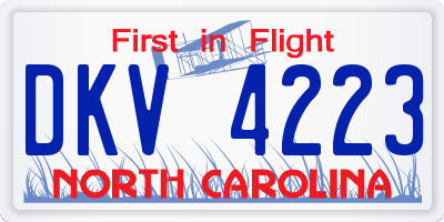 NC license plate DKV4223
