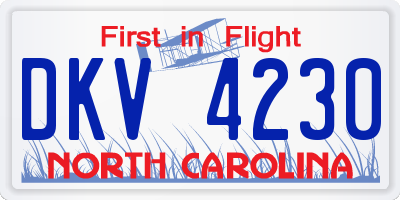 NC license plate DKV4230