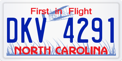 NC license plate DKV4291