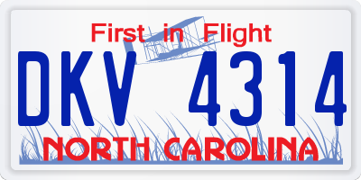 NC license plate DKV4314
