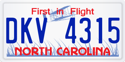 NC license plate DKV4315