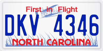 NC license plate DKV4346