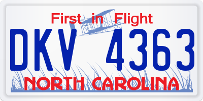 NC license plate DKV4363