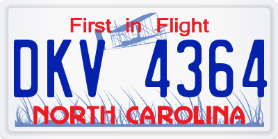 NC license plate DKV4364