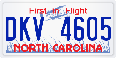 NC license plate DKV4605