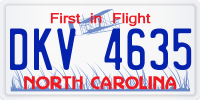 NC license plate DKV4635