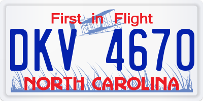 NC license plate DKV4670