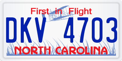 NC license plate DKV4703