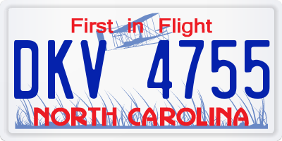 NC license plate DKV4755