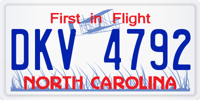 NC license plate DKV4792