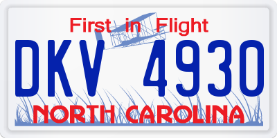 NC license plate DKV4930