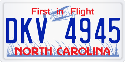 NC license plate DKV4945
