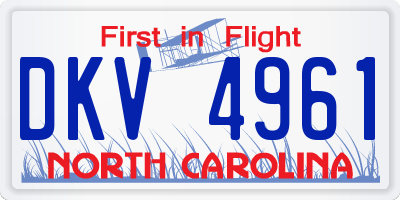 NC license plate DKV4961