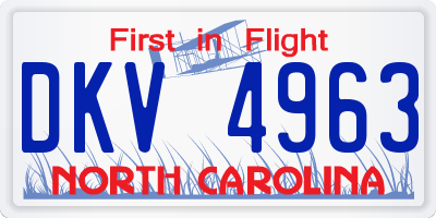 NC license plate DKV4963