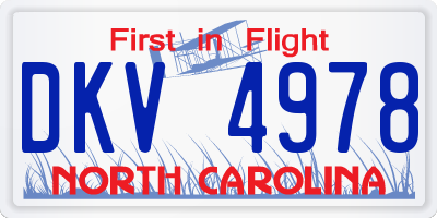 NC license plate DKV4978