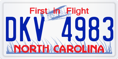 NC license plate DKV4983