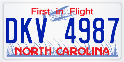 NC license plate DKV4987